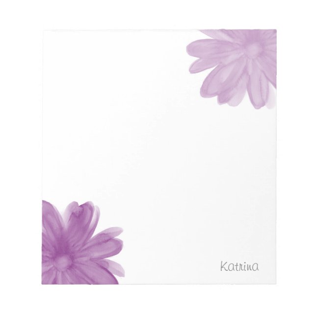 Plum Watercolor Flowers Notepad (Front)