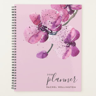 Plum Watercolor Orchids Planner