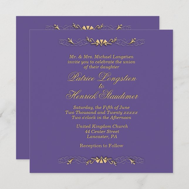 Plum Wedding Invitation (Front/Back)