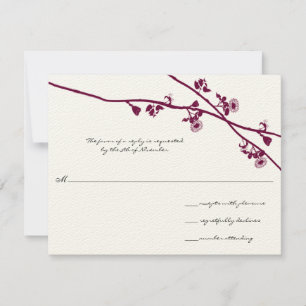 Plum Wild Flower Branches Wedding RSVP Card