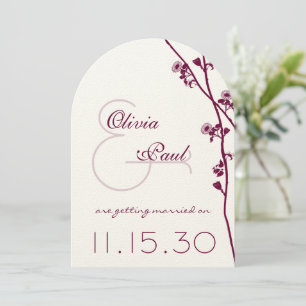 Plum Wildflower Branch Wedding Save the Date Invitation