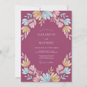 Plum Wildflower Wedding Invitation