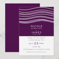 Plum Wine Purple & White Wave Chic Modern Wedding