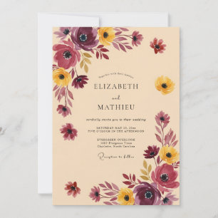 Plum Yellow Splendid Autumnal Wedding Invitation