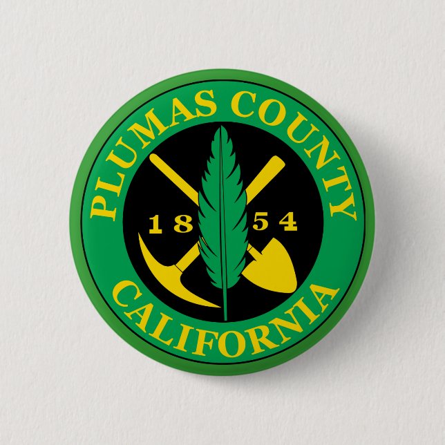 Plumas county seal 6 cm round badge (Front)