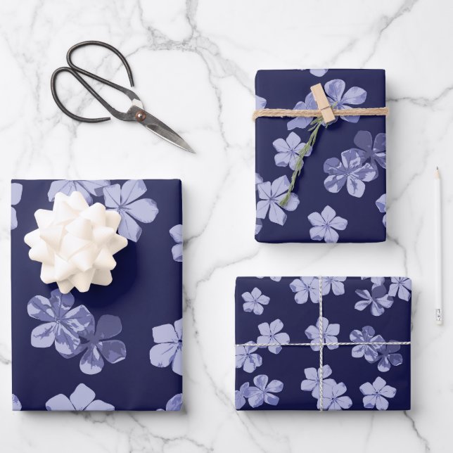 Plumbago Blue flowers Wrapping Paper Sheet (Front)