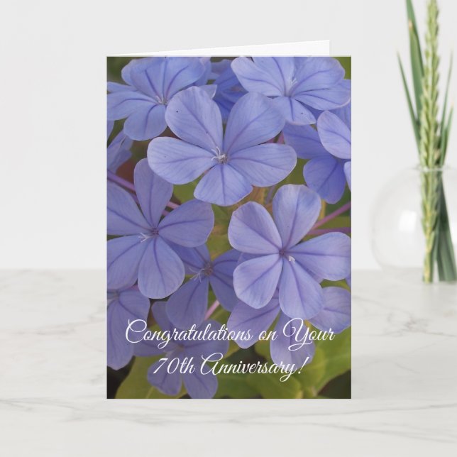 Plumbago Personalised 70th Wedding Anniversary Card (Front)