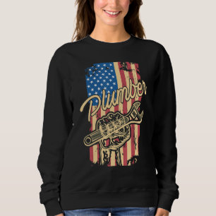 Plumber American Flag Plumbing Pipe Wrench Patriot Sweatshirt