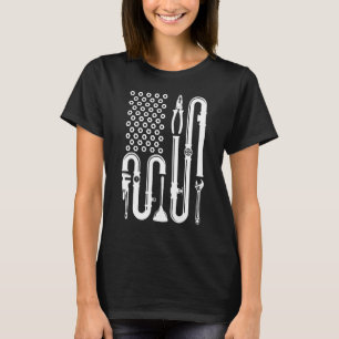 Plumber American US Flag Plumbing Tools for Plumbe T-Shirt