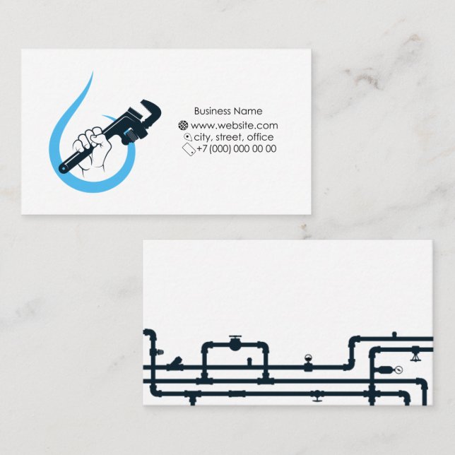 Plumber and Plumbing Works Business Card (Front/Back)