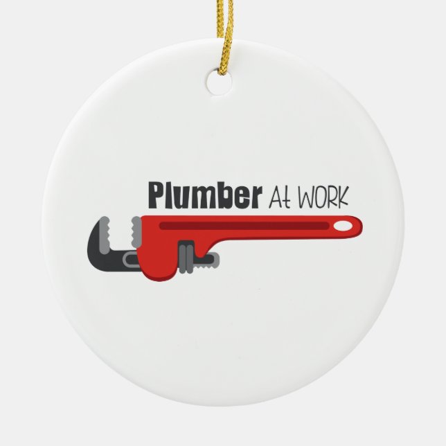 Plumber At Work Ceramic Tree Decoration (Front)