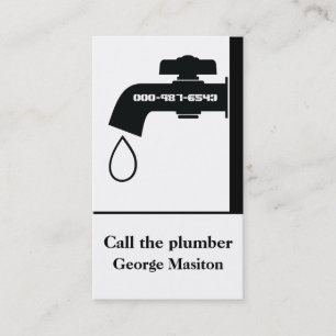 Plumber black white tap eye-catching plumbing business card