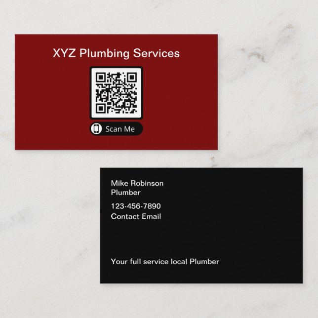 Plumber Budget QR Code Business Cards (Front/Back)