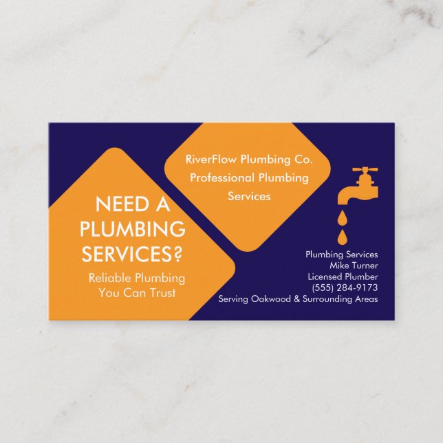 Plumber Business Card Template | Plumbing Services (Front)