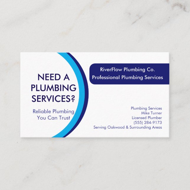 Plumber Business Card Template | Plumbing Services (Front)