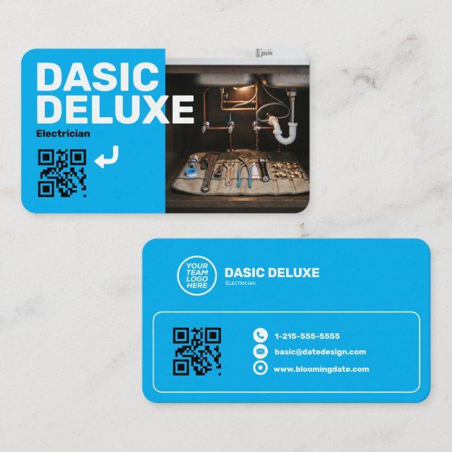 Plumber business card with Logo and QR code (Front/Back)