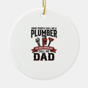 Plumber Dad Vintage Engraving Shirt Design_1 Ceramic Tree Decoration