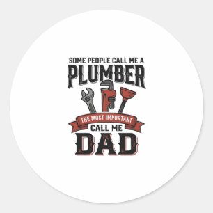 Plumber Dad Vintage Engraving Shirt Design_1 Classic Round Sticker