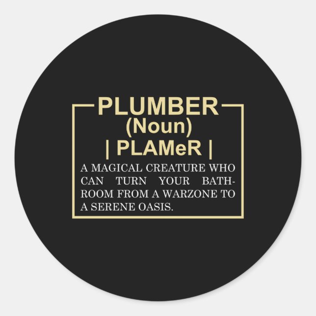 Plumber Dictionary Entry Classic Round Sticker (Front)