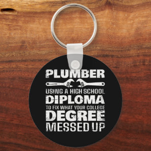 Plumber Diploma Degree Messed Up Key Ring