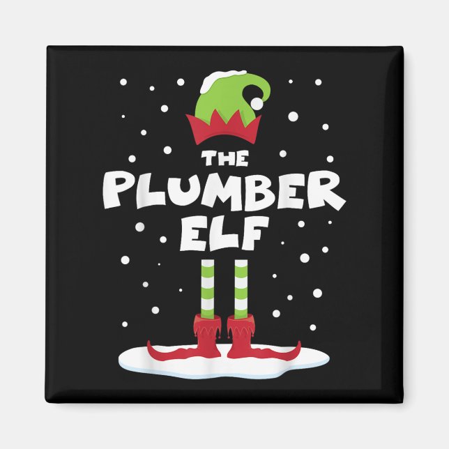 Plumber Elf Family Matching Group Holiday Xmas Cos Magnet (Front)