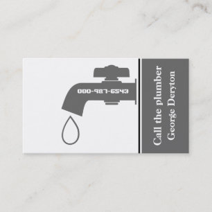 Plumber grey, white tap eye-catching plumbing business card