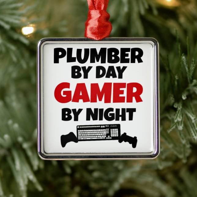 Plumber Loves Playing Video Games Metal Tree Decoration (Tree)