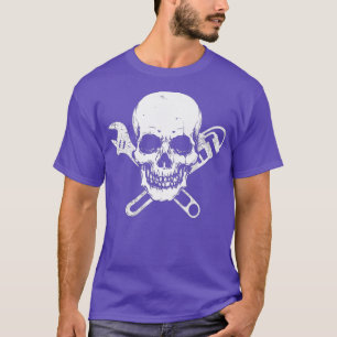 Plumber Pipefitter Wrench Skull Plumbing Premium T-Shirt