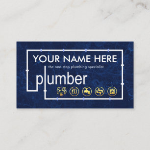 Plumber Pipes Blue Water Grunge Business Card