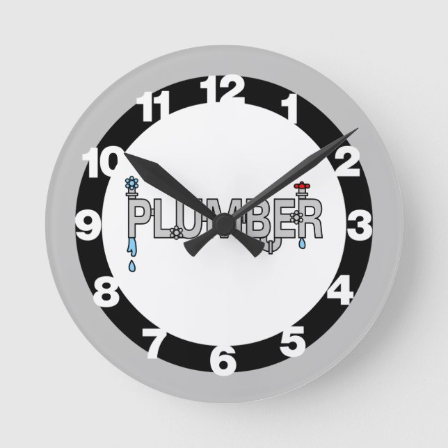 Plumber Pipes Round Clock (Front)