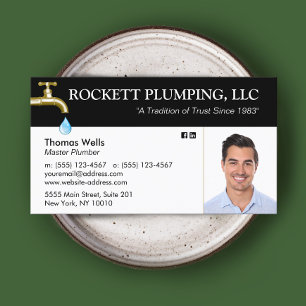 Plumber Plumbing Dripping Faucet Photo  Business C Business Card
