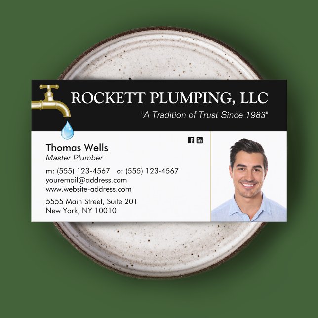 Plumber Plumbing Dripping Faucet Photo  Business C Business Card (Creator Uploaded)