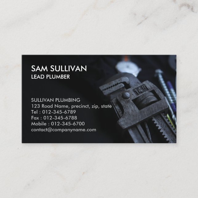 Plumber Plumbing Pipe Wrench  Business Card (Front)