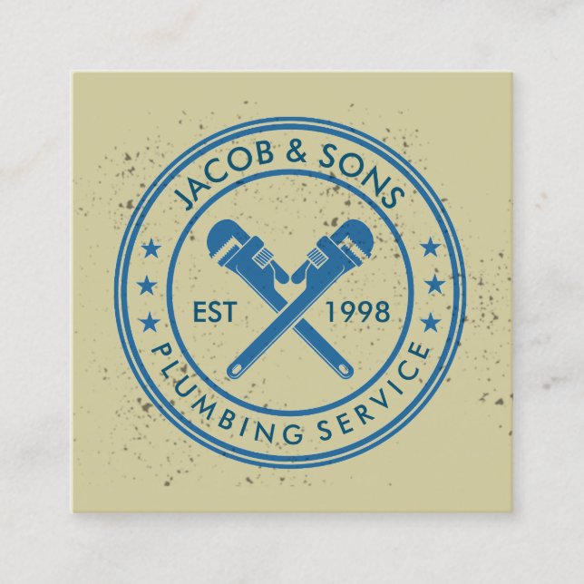 Plumber Plumbing Pipe Wrench  Square Business Card (Front)