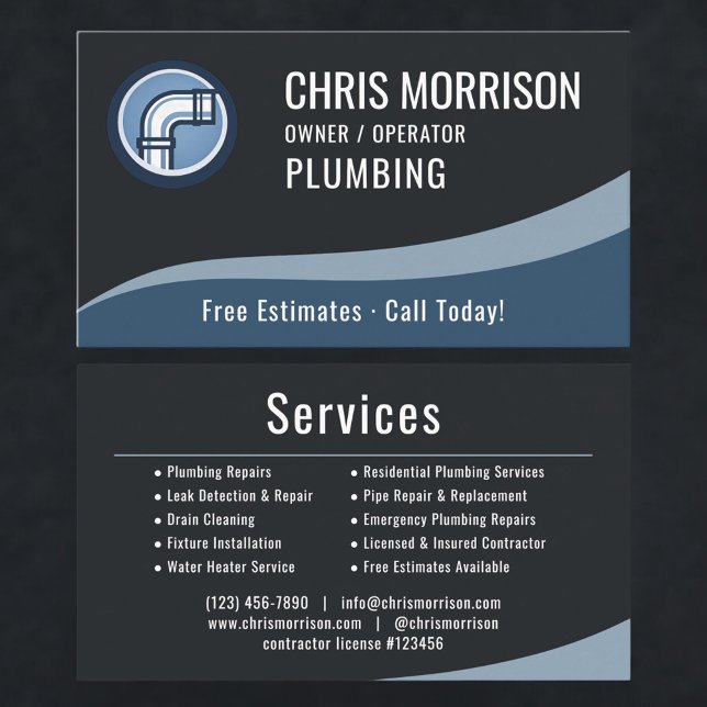 Plumber Plumbing Professional Business Card (Creator Uploaded)