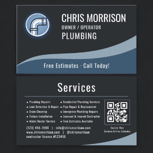 Plumber Plumbing QR Code Business Card
