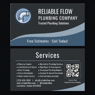 Plumber Plumbing QR Code Professional  Business Card