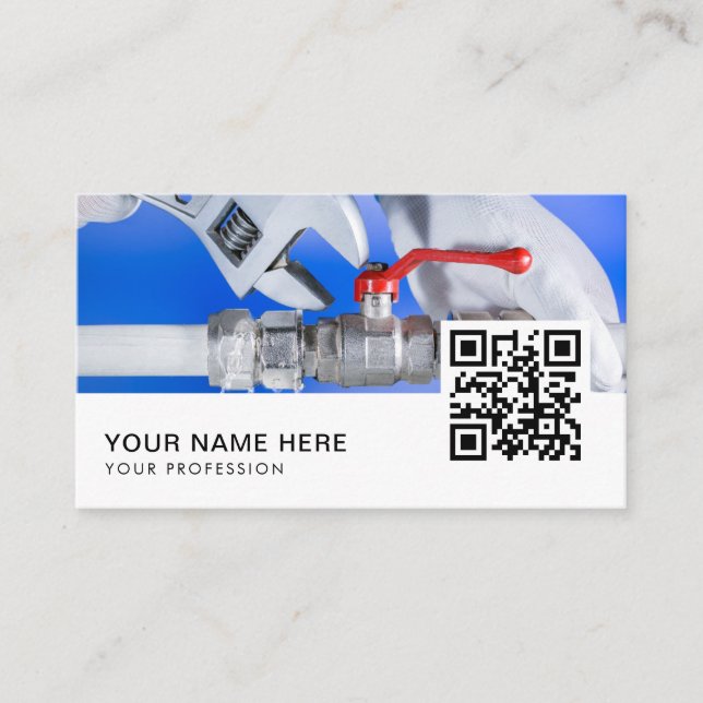 Plumber QR Code  Business Card (Front)