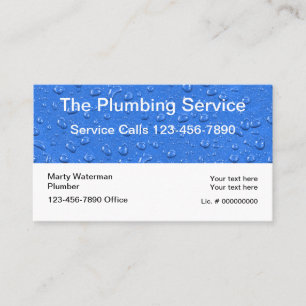 Plumber Services Water Drops Themed Business Card