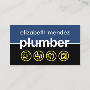 Plumber Signage Gold Plumbing Icons Business Card