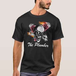 Plumber Skull with Flaming Tools T-Shirt