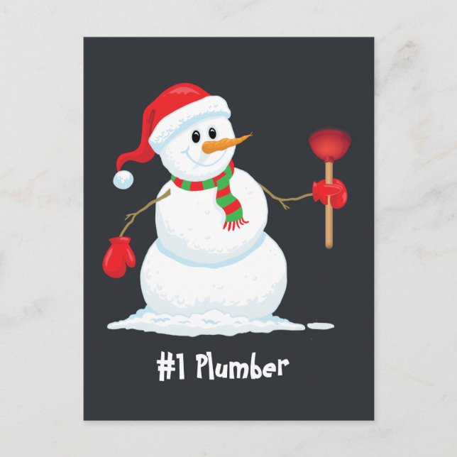 Plumber Snowman Postcard (Front)