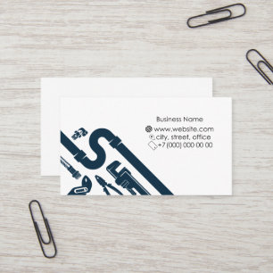 Plumber tool and water pipes plumbing service business card