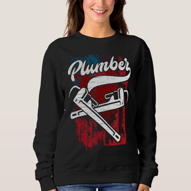 Plumber Us American Flag Sweatshirt (Front)
