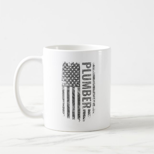 Plumber USA Flag Distressed design Coffee Mug (Left)