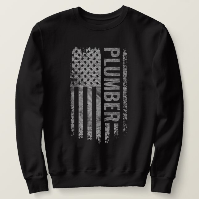 Plumber USA Flag Distressed design Sweatshirt (Design Front)