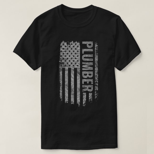 Plumber USA Flag Distressed design T-Shirt (Design Front)