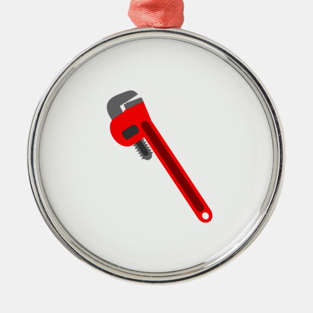 Plumber Wrench Metal Tree Decoration (Front)