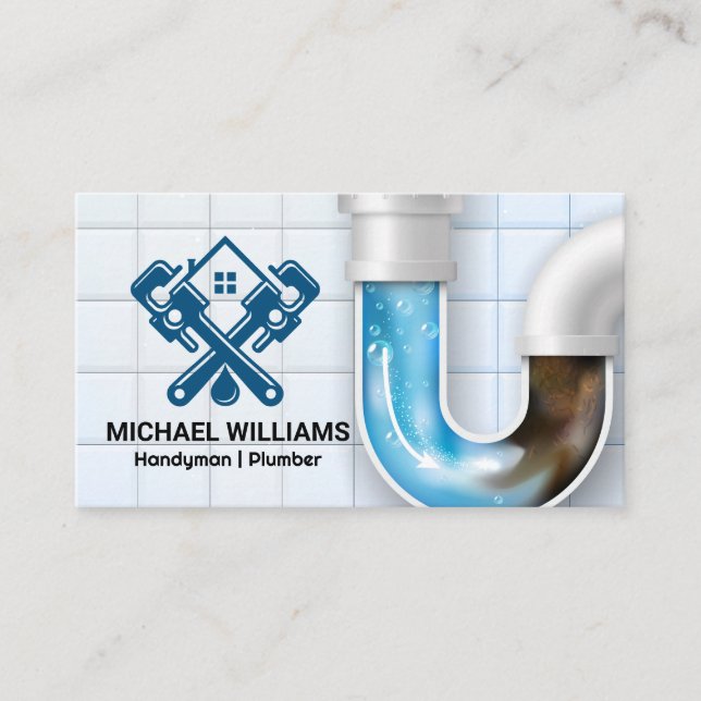 Plumber Wrenches Logo Business Card (Front)