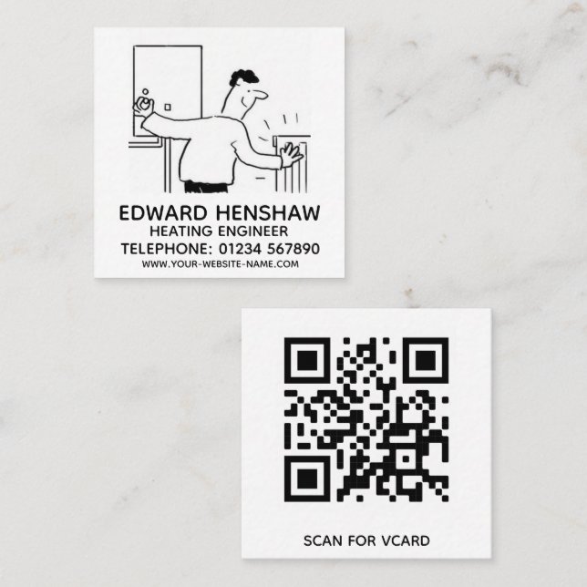 Plumbing and Heating Engineer Square Business Card (Front/Back)